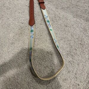 Rainbow Row Coastal Houses Canvas Leather Belt Preppy Colorful Houses Size 38